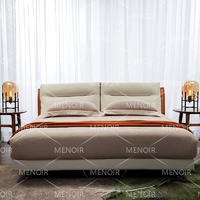 Menoir knocked-down leather bed with metal legs AMF-C08