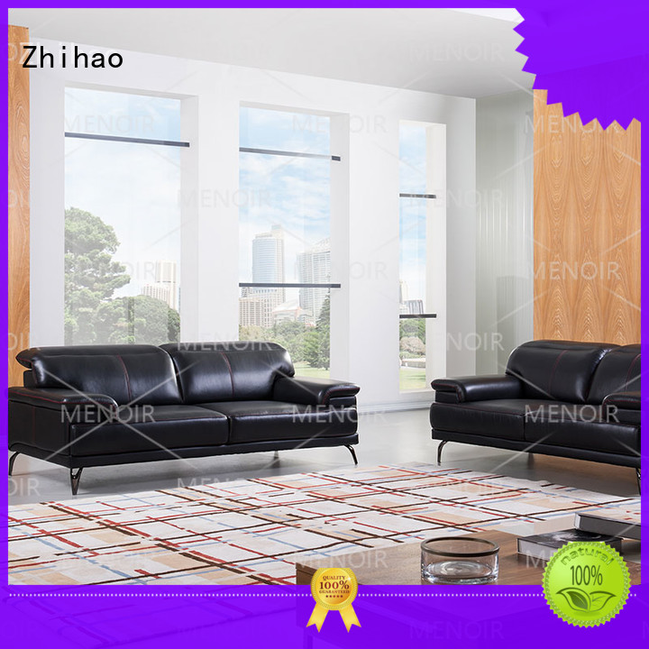 contemporary black leather sofa l shape commercial armrest Warranty Zhihao