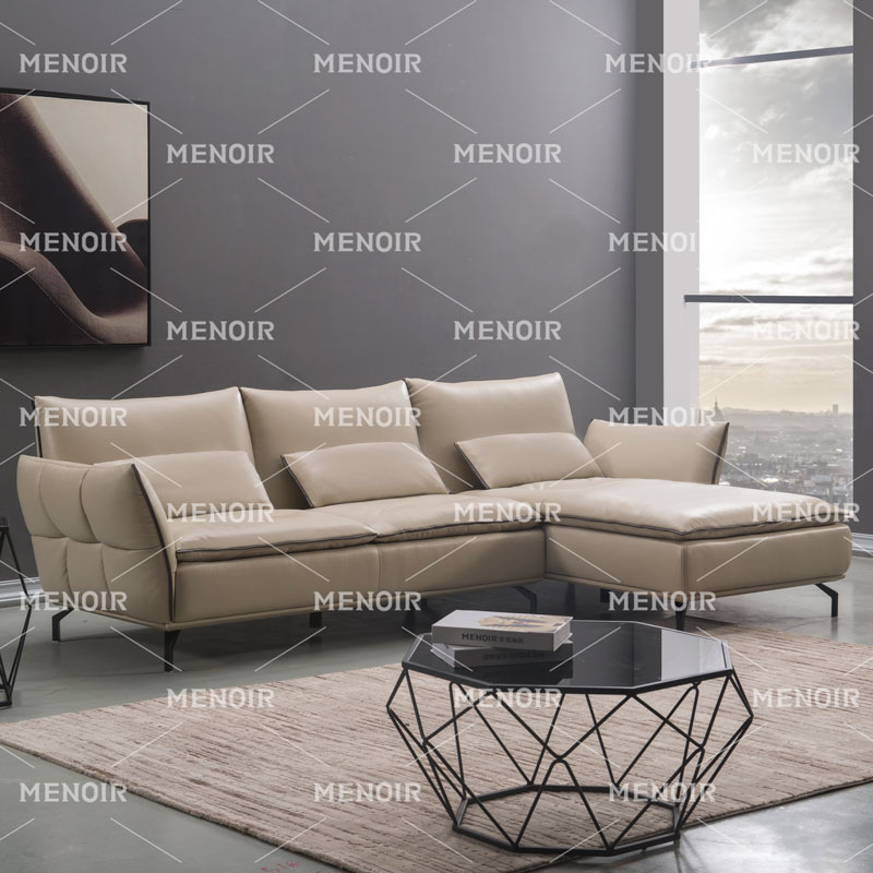 Menoir leather sofa with pillows and high back cushion sofa WA-S332