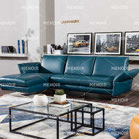 Menoir leather L-shape corner sofa with adjustable armrest and silver color steel feet WA-S329