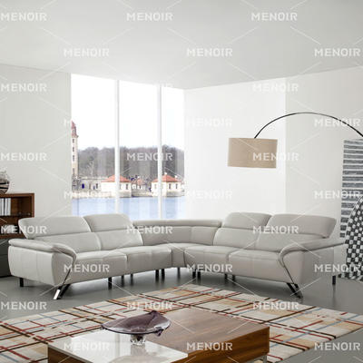 Menoir leather sectional corner sofa in nice design armrest & headrest and steel feet WA-S322